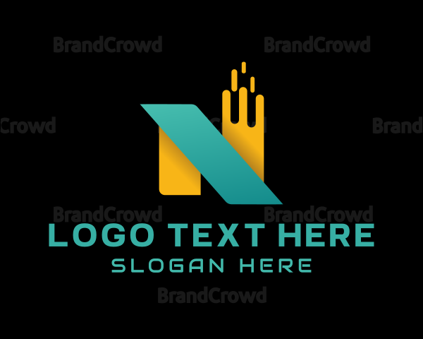 Gradient Pixel Letter N Logo