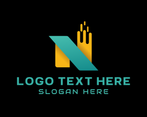 Gradient Pixel Letter N Logo