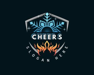 Torch - Fire Snowflake Hvac logo design