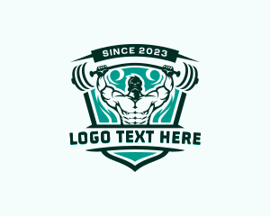 Trainer - Muscular Weightlifting Man logo design