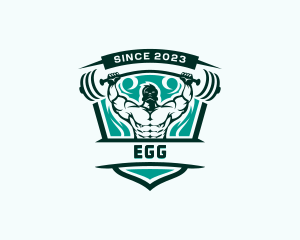 Gym Equipment - Muscular Weightlifting Man logo design
