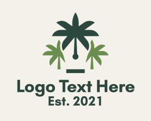 Resort - Palm Tree Pen logo design