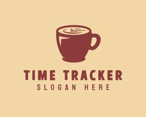 Coffee Time Cup Clock  logo design