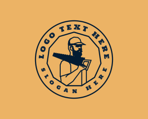 Lumberjack - Vintage Carpenter Woodwork Saw logo design