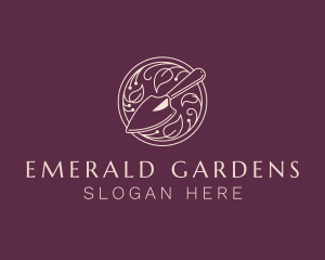  Leaf Trowel Gardening logo design