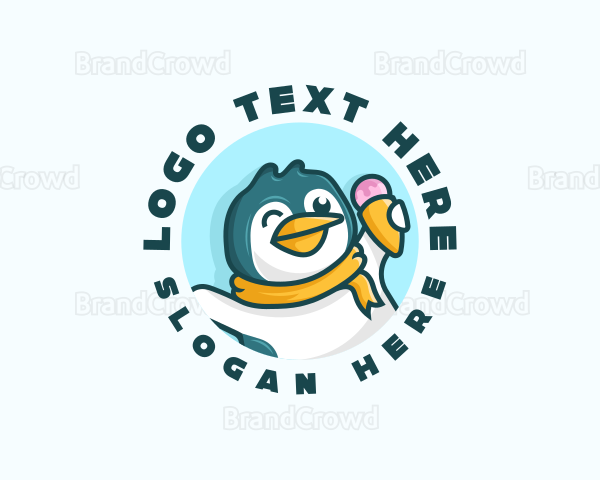 Penguin Ice Cream Dessert Logo