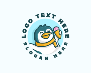 Penguin Ice Cream Dessert Logo