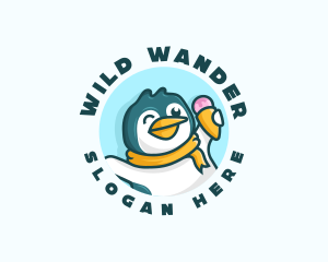 Penguin Ice Cream Dessert Logo