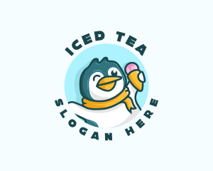 Penguin Ice Cream Dessert logo design