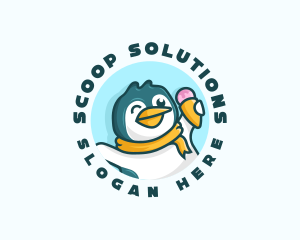 Penguin Ice Cream Dessert logo design