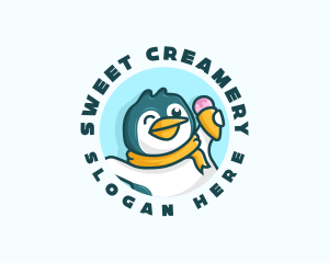 Penguin Ice Cream Dessert logo design