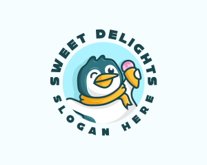 Penguin Ice Cream Dessert logo design