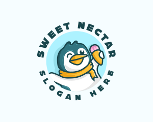 Penguin Ice Cream Dessert logo design