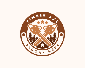 Lumberjack - Chainsaw Lumberjack Cutting logo design