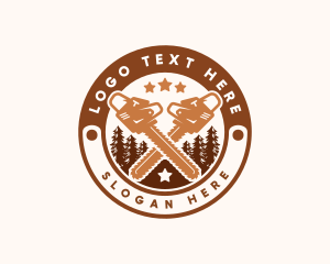 Woodcutting - Chainsaw Tree Cutting logo design