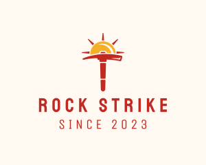 Pickaxe - Sunset Pickaxe Mining logo design