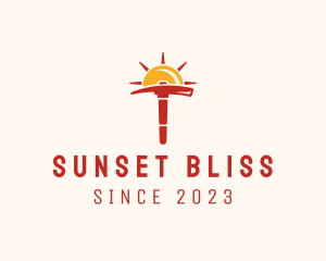 Sunset - Sunset Pickaxe Mining logo design