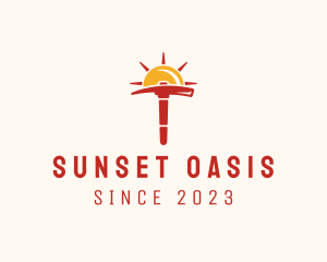 Sunset - Sunset Pickaxe Mining logo design