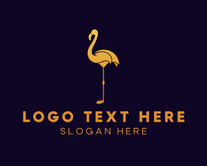 Deluxe - Gold Flamingo Bird logo design