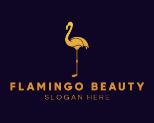 Flamingo - Gold Flamingo Bird logo design