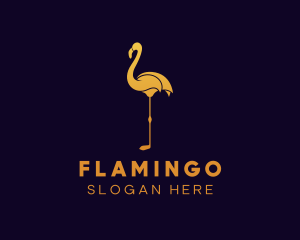 Gold Flamingo Bird logo design