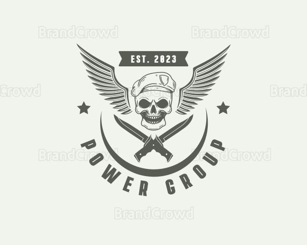 Skull Knife Beret Military Logo