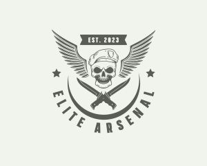 Arsenal - Skull Knife Beret Military logo design