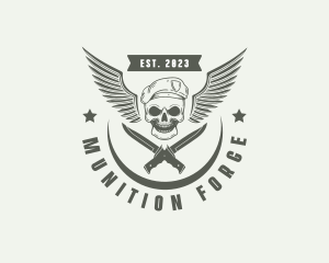 Munition - Skull Knife Beret Military logo design