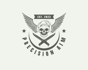 Sniper - Skull Knife Beret Military logo design