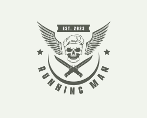 Army - Skull Knife Beret Military logo design