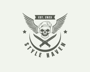 Equipment - Skull Knife Beret Military logo design