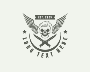 Task Force - Skull Knife Beret Military logo design