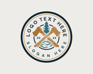 Outdoor - Forestry Logging Axe logo design