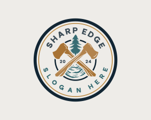 Forestry Logging Axe logo design