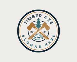 Forestry Logging Axe logo design