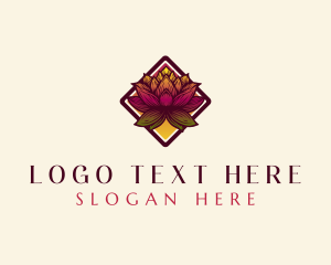 Rustic - Botanical Lotus Flower logo design