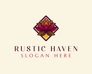 Botanical Lotus Flower logo design