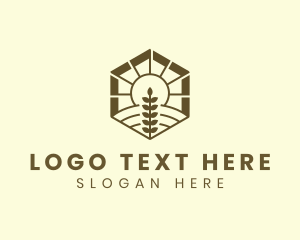 Wheat - Sun Wheat Farm Field logo design