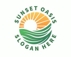 Sunrise Sunset Grass Field logo design