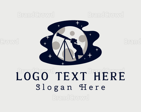 Moon Telescope Girl Logo