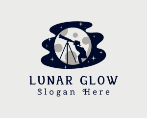 Moon Telescope Girl logo design