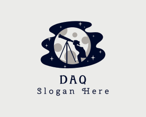 Child - Moon Telescope Girl logo design