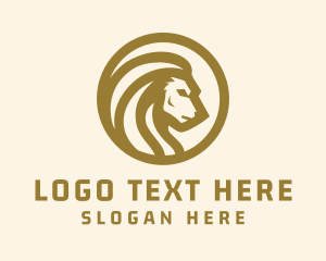 Lioness - Gold Lion Circle logo design