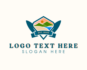 Mountain - Surfboard Beach Coast logo design