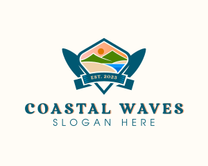 Surfboard Beach Coast logo design