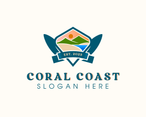 Surfboard Beach Coast logo design