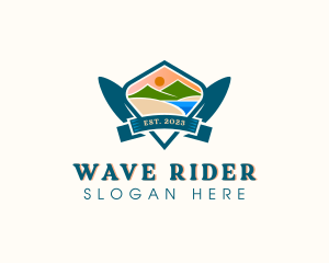Surfboard Beach Coast logo design