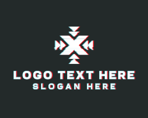 Club - Focus Letter X Glitch logo design