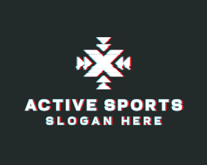 Fitness - Focus Letter X Glitch logo design