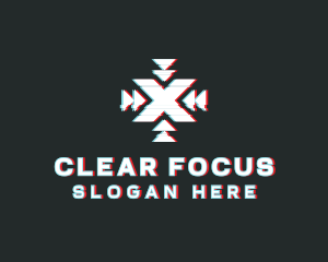 Focus - Focus Letter X Glitch logo design